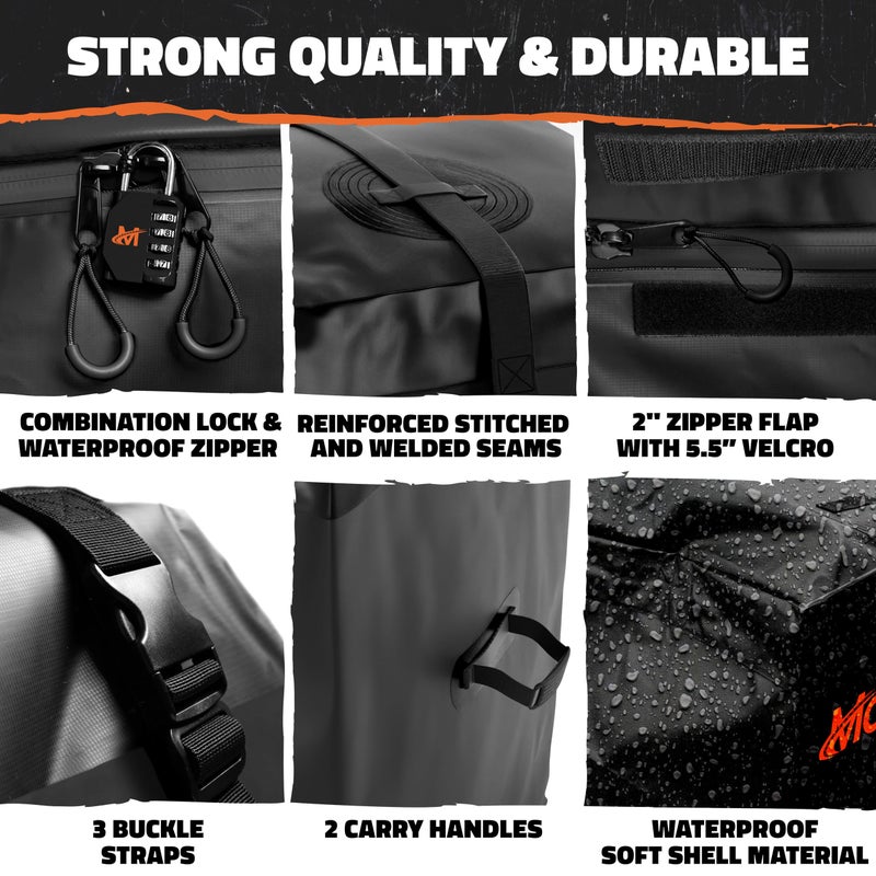 Mockins 16 Cu.Ft. Trailer Hitch Cargo Carrier Bag | 58""x20""x24"" Abrasion-Resistant Vinyl Waterproof Cargo Bag for Hitch Carrier | All-Weather Truck Bed Storage Set w/Straps  Bag Lock  & Carry Bag - Image 4